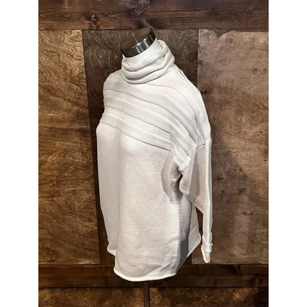 Turtleneck Sweater Knit‎ Top Striped 3/4 Sleeve Pullover Casual